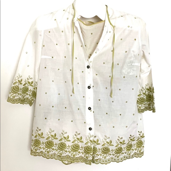 Vintage 3-Peice Pajamas Set Green/White GUC - Picture 1 of 11